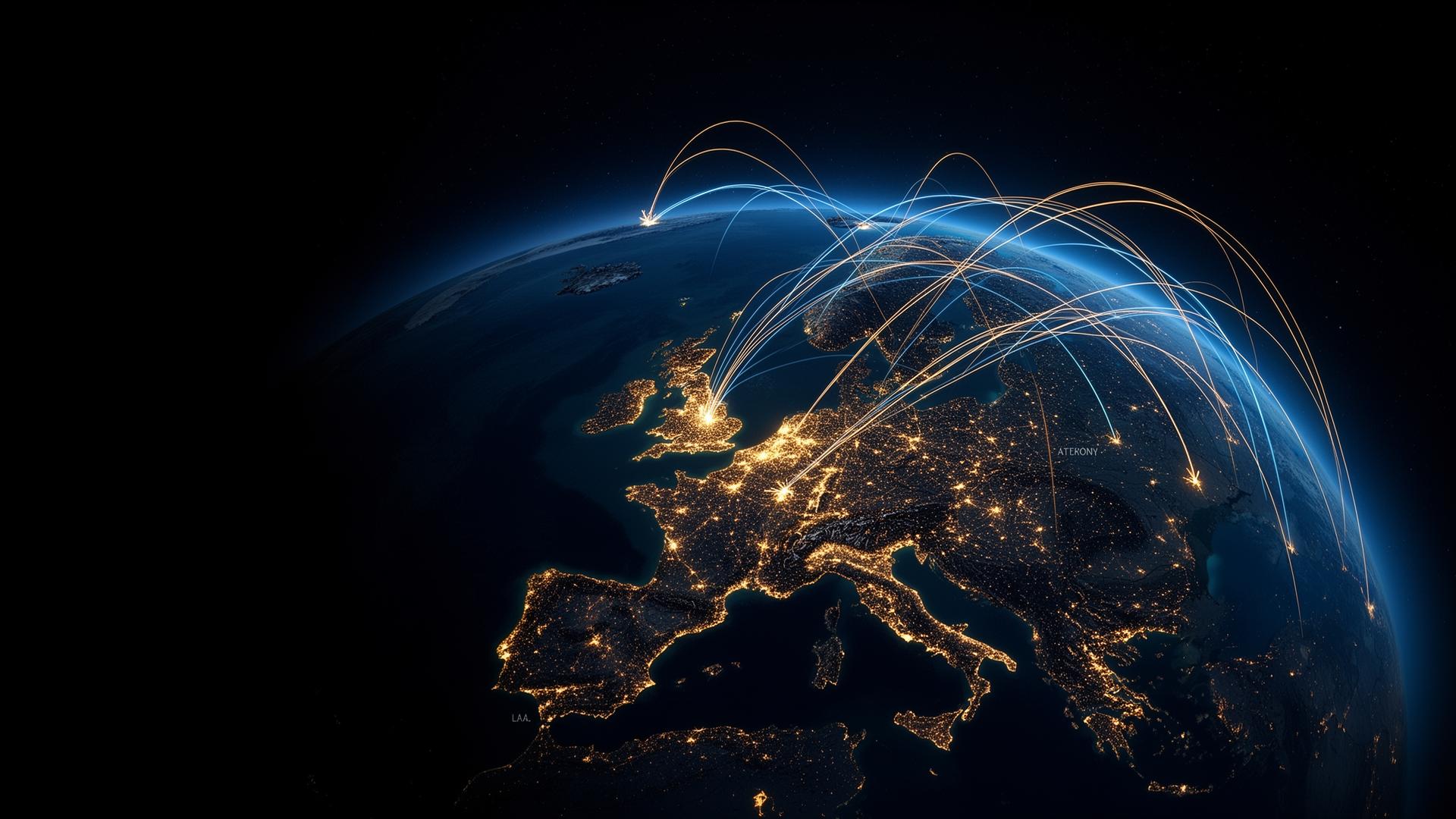 Global fulfilment network of shipping lanes connecting the UK, Europe and North America
